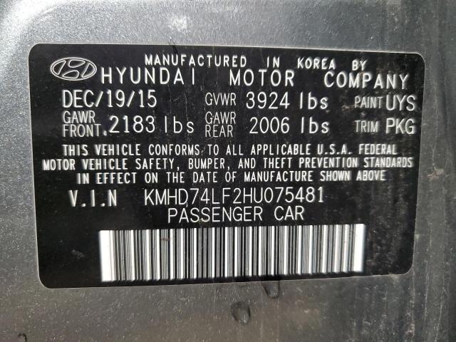 Photo 11 VIN: KMHD74LF2HU075481 - HYUNDAI ELANTRA 