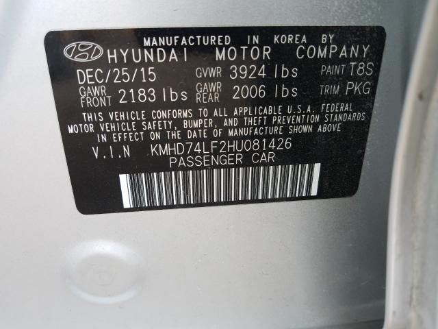 Photo 9 VIN: KMHD74LF2HU081426 - HYUNDAI ELANTRA SE 