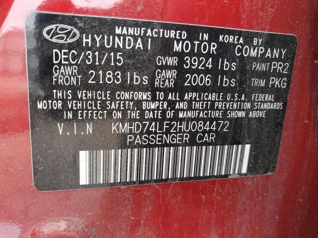 Photo 11 VIN: KMHD74LF2HU084472 - HYUNDAI ELANTRA 