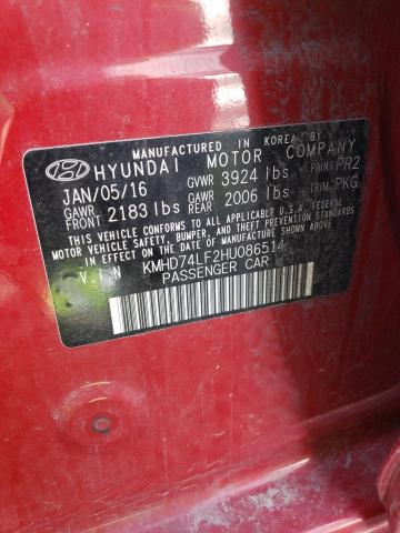 Photo 12 VIN: KMHD74LF2HU086514 - HYUNDAI ELANTRA SE 