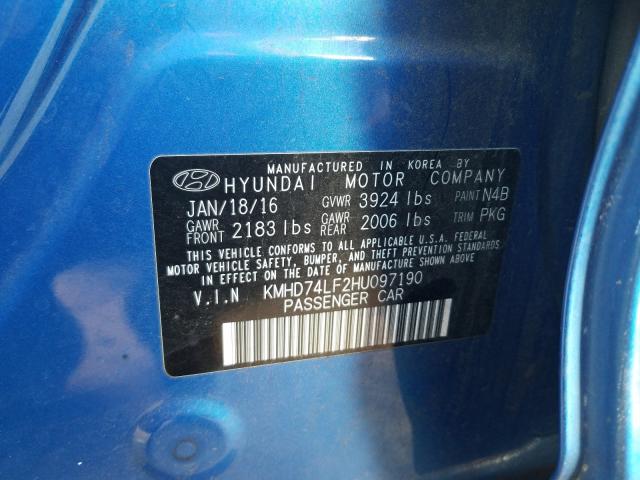 Photo 9 VIN: KMHD74LF2HU097190 - HYUNDAI ELANTRA SE 