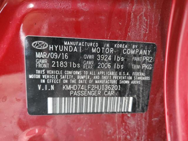 Photo 11 VIN: KMHD74LF2HU136201 - HYUNDAI ELANTRA 