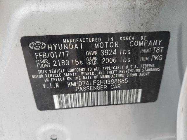 Photo 9 VIN: KMHD74LF2HU388885 - HYUNDAI ELANTRA SE 