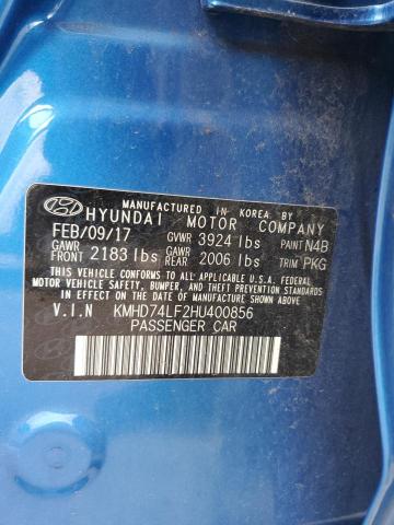 Photo 11 VIN: KMHD74LF2HU400856 - HYUNDAI ELANTRA 