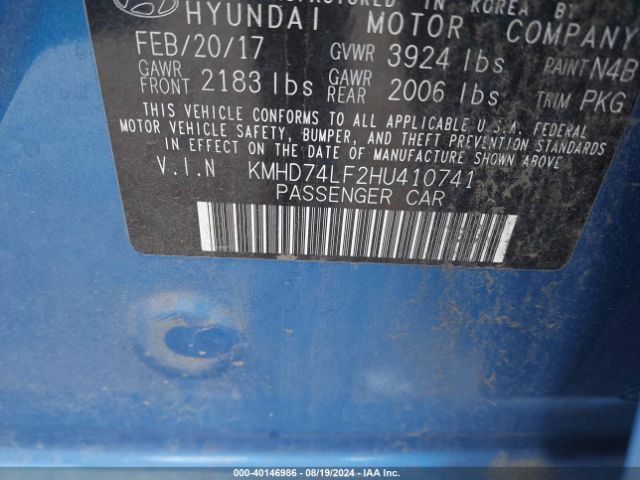 Photo 8 VIN: KMHD74LF2HU410741 - HYUNDAI ELANTRA 