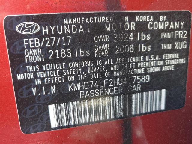 Photo 11 VIN: KMHD74LF2HU417589 - HYUNDAI ELANTRA SE 