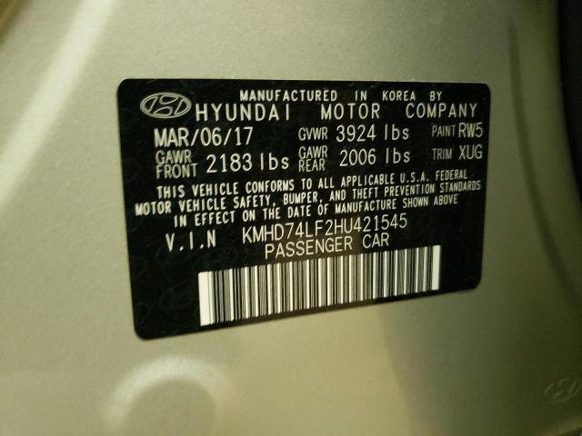 Photo 9 VIN: KMHD74LF2HU421545 - HYUNDAI ELANTRA SE 