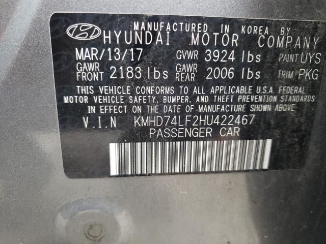 Photo 9 VIN: KMHD74LF2HU422467 - HYUNDAI ELANTRA SE 