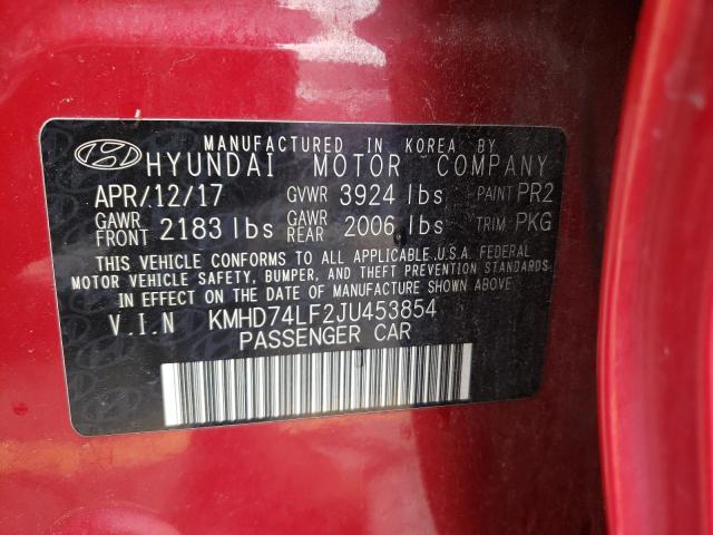 Photo 9 VIN: KMHD74LF2JU453854 - HYUNDAI ELANTRA SE 