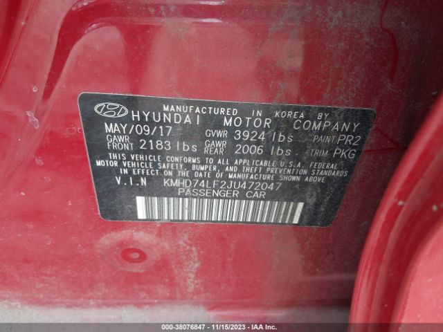 Photo 8 VIN: KMHD74LF2JU472047 - HYUNDAI ELANTRA 