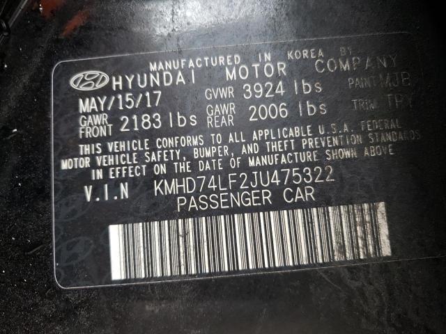 Photo 11 VIN: KMHD74LF2JU475322 - HYUNDAI ELANTRA SE 