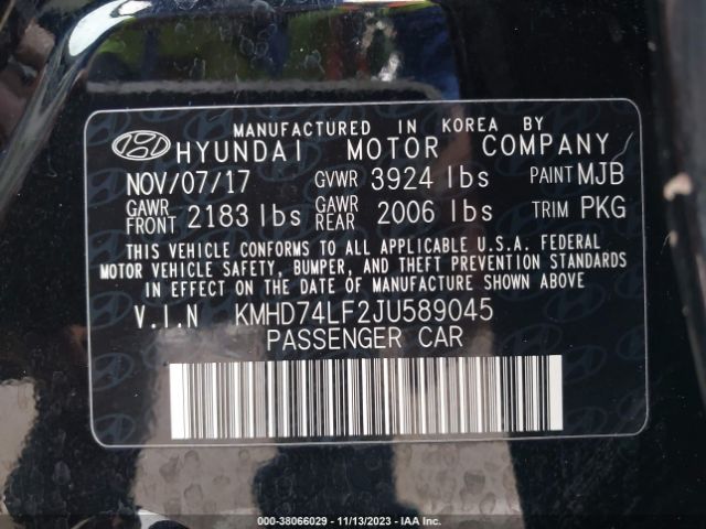 Photo 8 VIN: KMHD74LF2JU589045 - HYUNDAI ELANTRA 