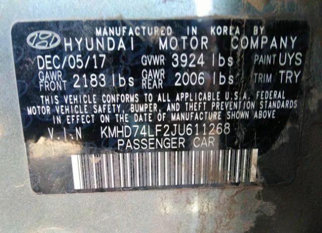 Photo 8 VIN: KMHD74LF2JU611268 - HYUNDAI ELANTRA 