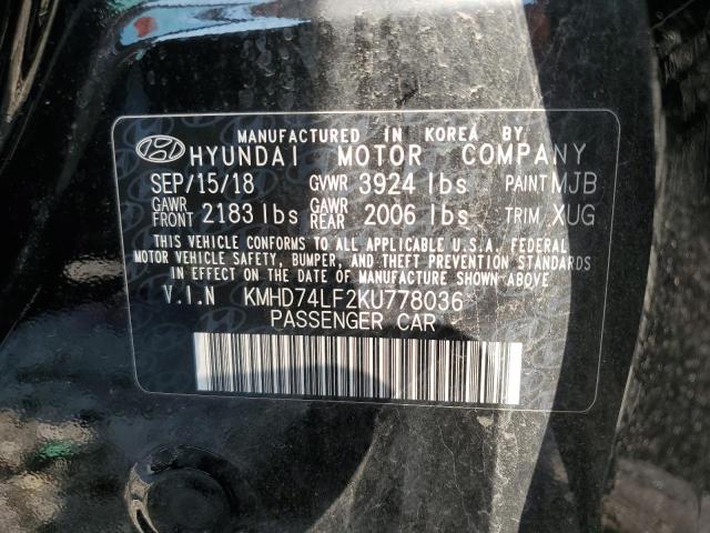 Photo 11 VIN: KMHD74LF2KU778036 - HYUNDAI ELANTRA SE 