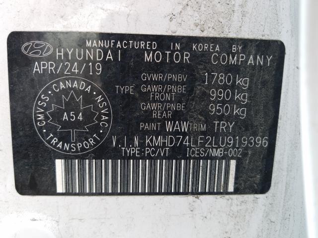 Photo 9 VIN: KMHD74LF2LU919396 - HYUNDAI ELANTRA SE 