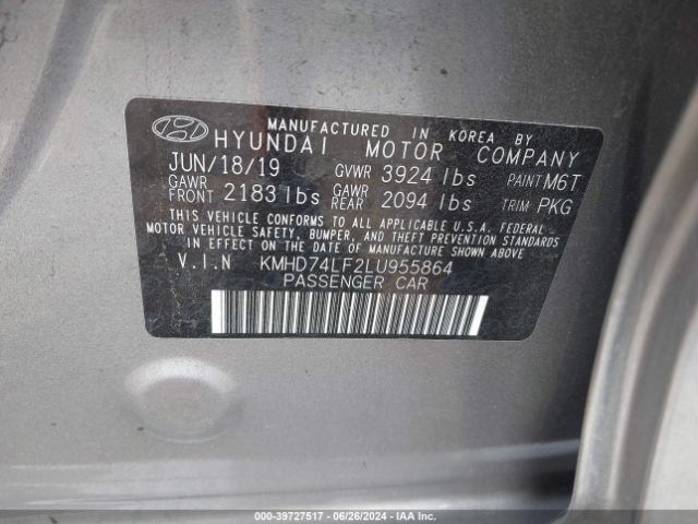 Photo 8 VIN: KMHD74LF2LU955864 - HYUNDAI ELANTRA 