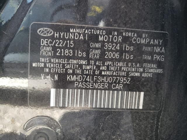 Photo 9 VIN: KMHD74LF3HU077952 - HYUNDAI ELANTRA SE 