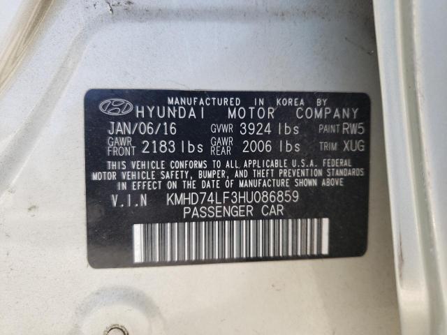 Photo 12 VIN: KMHD74LF3HU086859 - HYUNDAI ELANTRA SE 