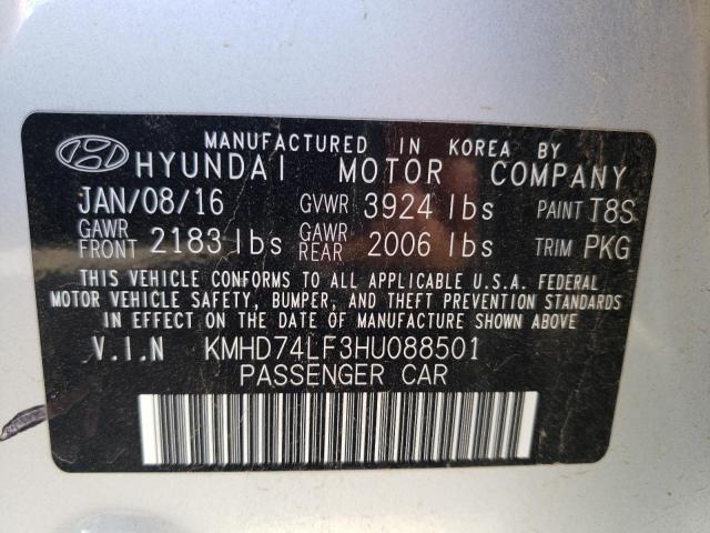 Photo 9 VIN: KMHD74LF3HU088501 - HYUNDAI ELANTRA SE 