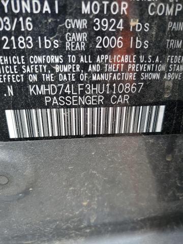 Photo 11 VIN: KMHD74LF3HU110867 - HYUNDAI ELANTRA SE 