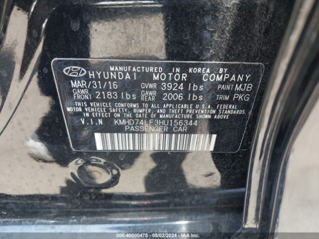 Photo 8 VIN: KMHD74LF3HU156344 - HYUNDAI ELANTRA 