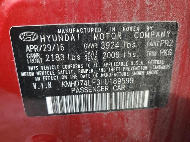 Photo 9 VIN: KMHD74LF3HU189599 - HYUNDAI ELANTRA SE 