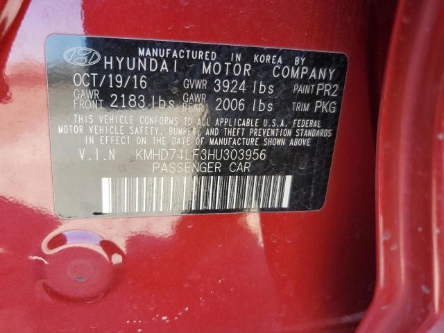 Photo 12 VIN: KMHD74LF3HU303956 - HYUNDAI ELANTRA 