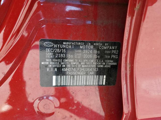 Photo 11 VIN: KMHD74LF3HU364143 - HYUNDAI ELANTRA SE 