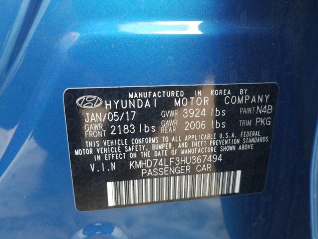 Photo 9 VIN: KMHD74LF3HU367494 - HYUNDAI ELANTRA SE 