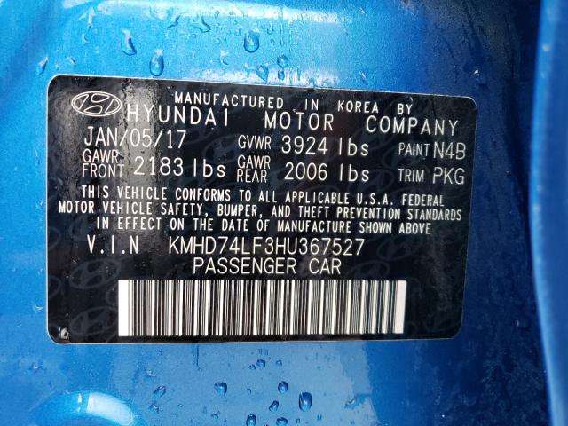 Photo 9 VIN: KMHD74LF3HU367527 - HYUNDAI ELANTRA SE 