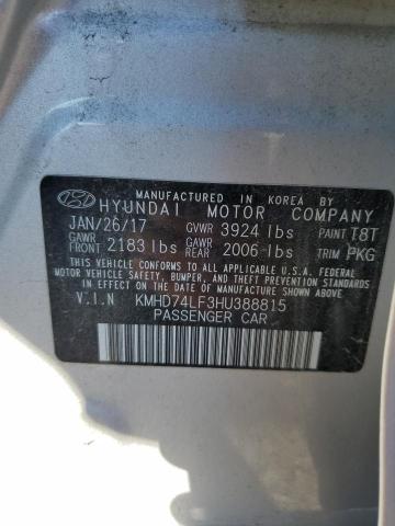 Photo 11 VIN: KMHD74LF3HU388815 - HYUNDAI ELANTRA 