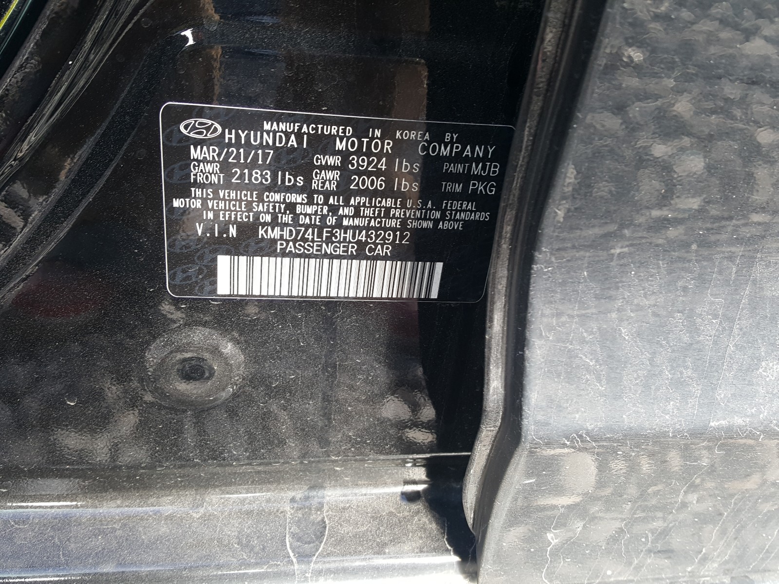 Photo 9 VIN: KMHD74LF3HU432912 - HYUNDAI ELANTRA SE 