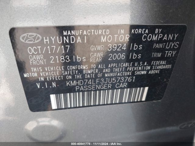 Photo 8 VIN: KMHD74LF3JU573761 - HYUNDAI ELANTRA 