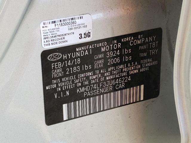 Photo 9 VIN: KMHD74LF3JU646224 - HYUNDAI ELANTRA SE 