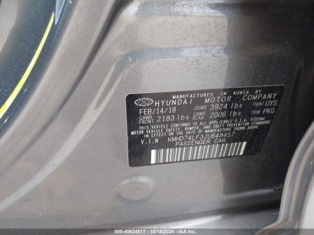 Photo 8 VIN: KMHD74LF3JU648457 - HYUNDAI ELANTRA 