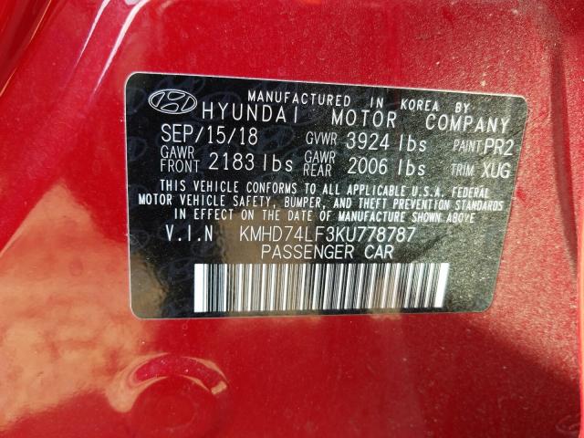 Photo 9 VIN: KMHD74LF3KU778787 - HYUNDAI ELANTRA 