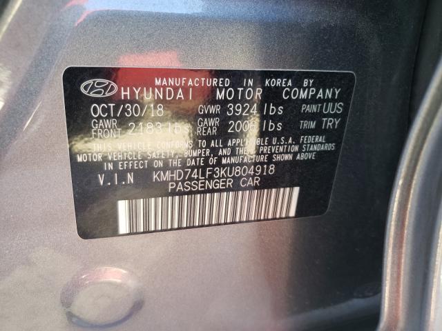 Photo 9 VIN: KMHD74LF3KU804918 - HYUNDAI ELANTRA SE 