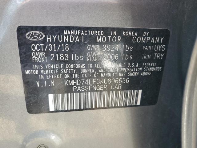 Photo 11 VIN: KMHD74LF3KU806636 - HYUNDAI ELANTRA SE 