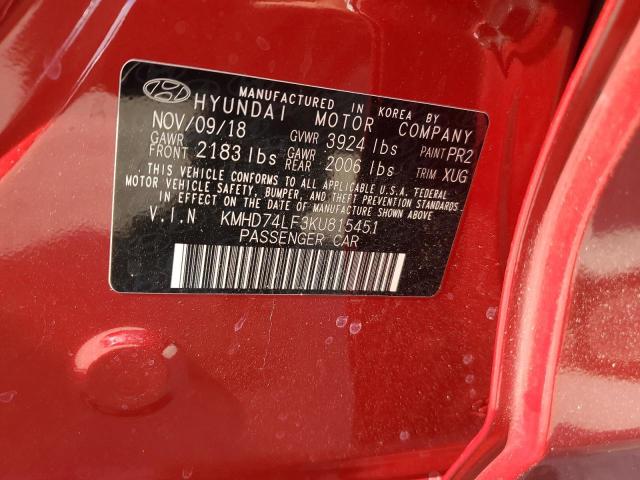 Photo 11 VIN: KMHD74LF3KU815451 - HYUNDAI ELANTRA 