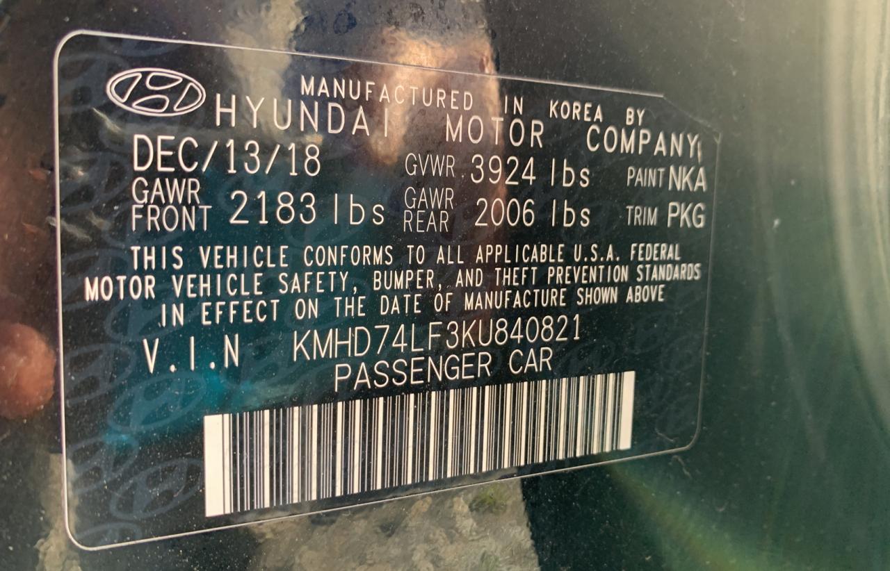 Photo 9 VIN: KMHD74LF3KU840821 - HYUNDAI ELANTRA 