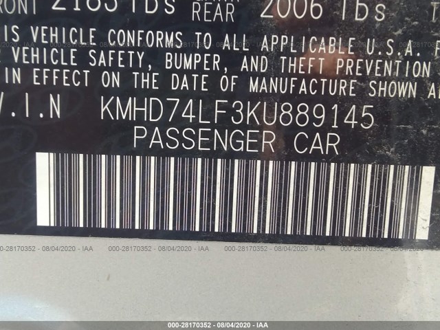 Photo 8 VIN: KMHD74LF3KU889145 - HYUNDAI ELANTRA 