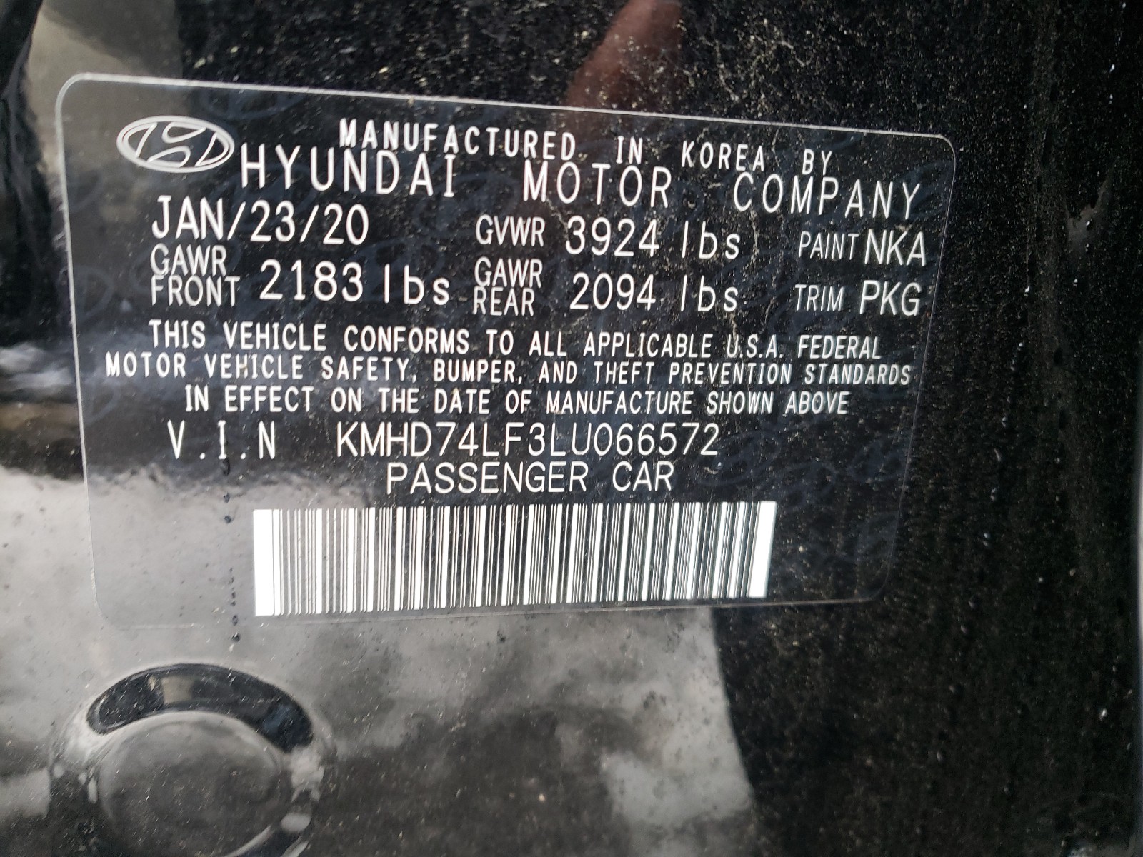 Photo 9 VIN: KMHD74LF3LU066572 - HYUNDAI ELANTRA SE 