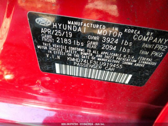 Photo 8 VIN: KMHD74LF3LU919455 - HYUNDAI ELANTRA 