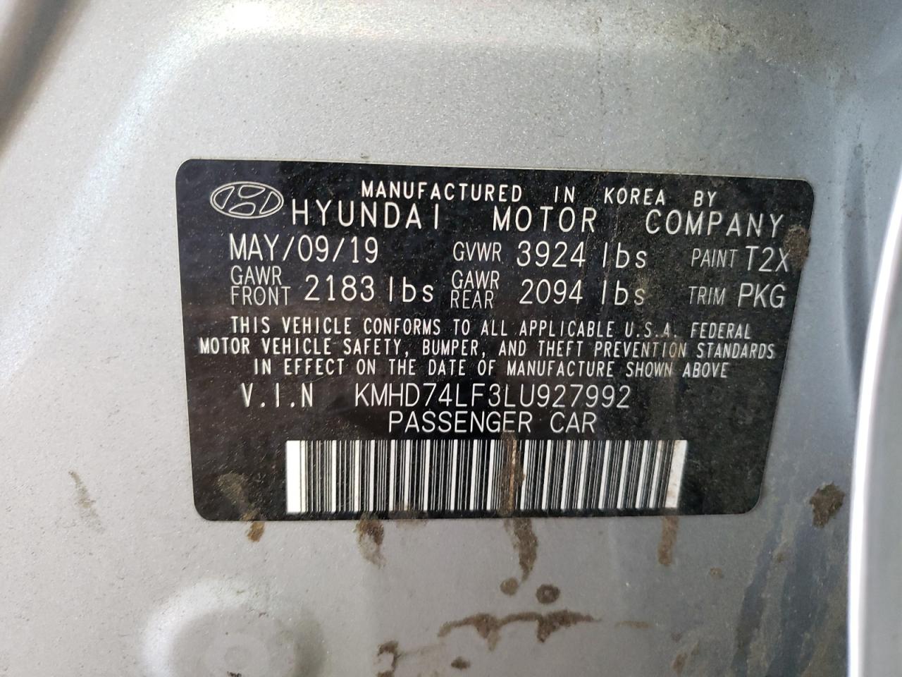 Photo 11 VIN: KMHD74LF3LU927992 - HYUNDAI ELANTRA 