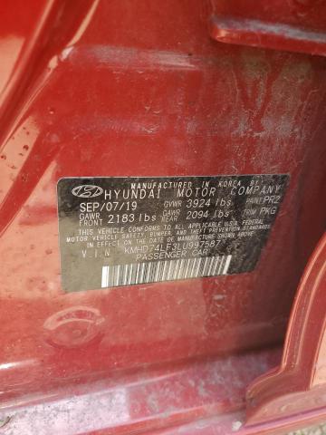 Photo 9 VIN: KMHD74LF3LU997587 - HYUNDAI ELANTRA SE 