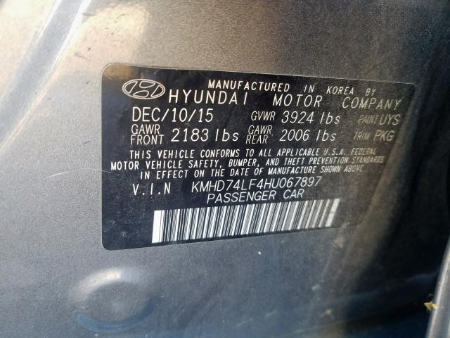 Photo 9 VIN: KMHD74LF4HU067897 - HYUNDAI ELANTRA SE 