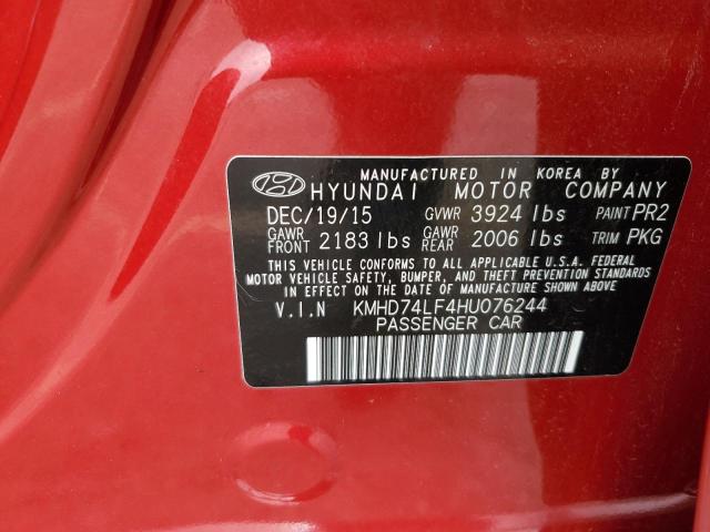 Photo 11 VIN: KMHD74LF4HU076244 - HYUNDAI ELANTRA 