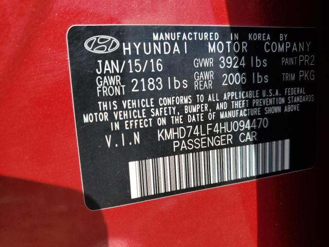 Photo 11 VIN: KMHD74LF4HU094470 - HYUNDAI ELANTRA SE 