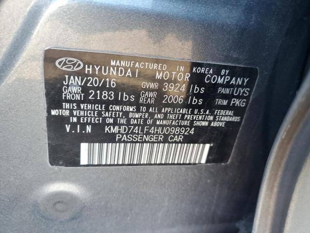 Photo 11 VIN: KMHD74LF4HU098924 - HYUNDAI ELANTRA 