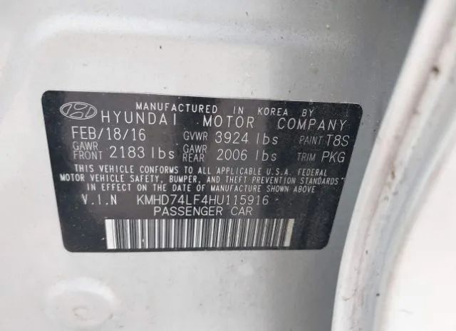 Photo 8 VIN: KMHD74LF4HU115916 - HYUNDAI ELANTRA 